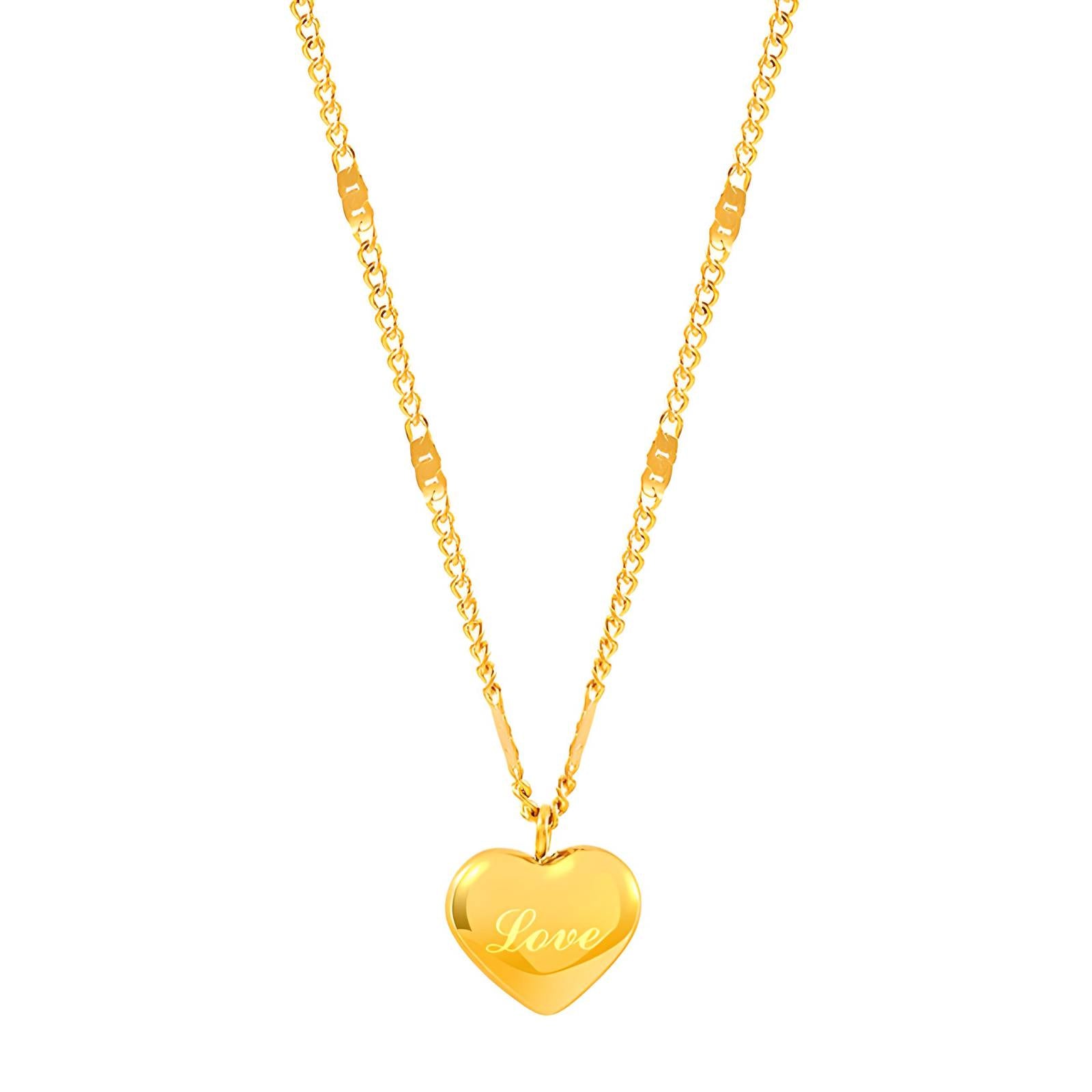 Heart Necklace, 18K Gold Plated Steel