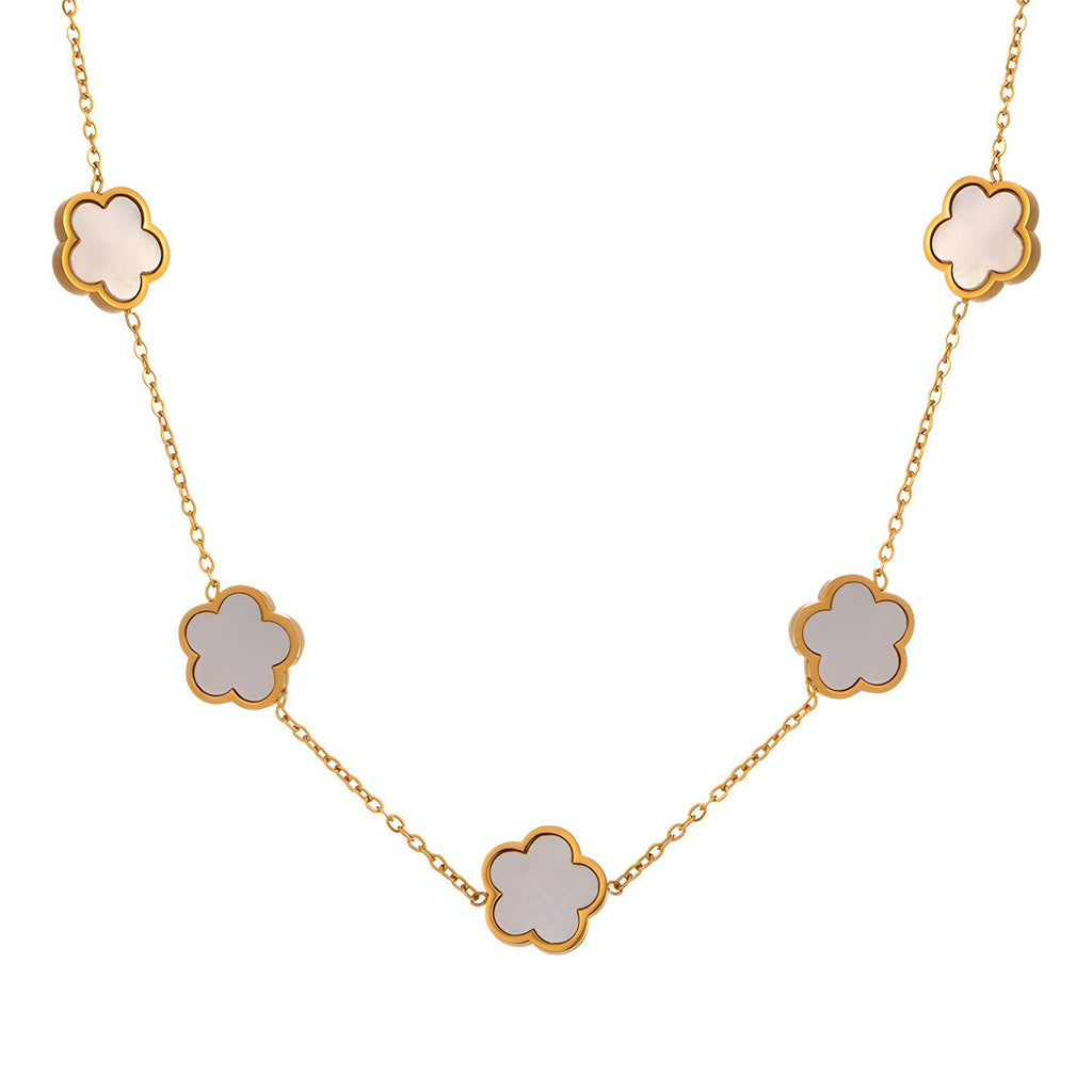 Flower Meadow Necklace, 18K Gold Plated Steel