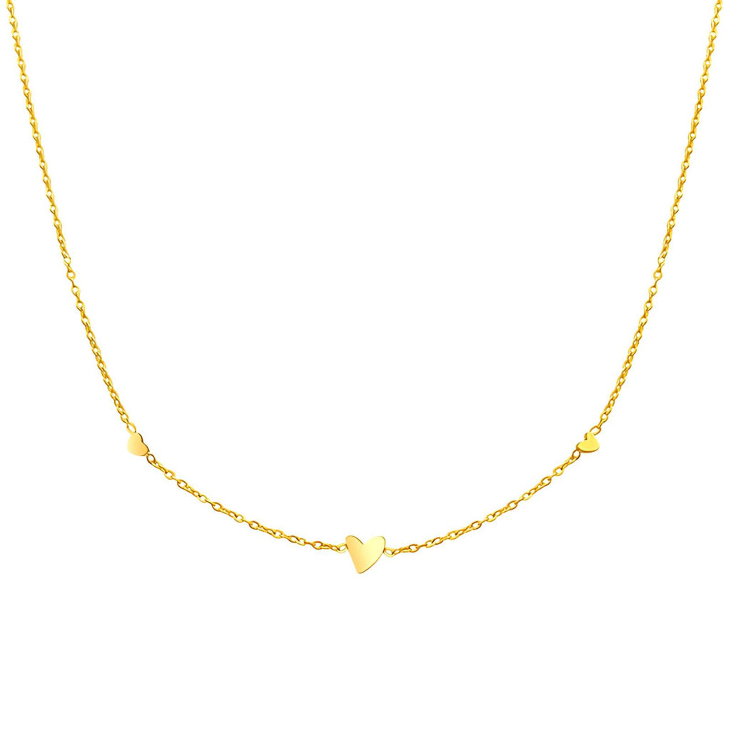 Hearts Necklace, 18K Gold Plated Steel