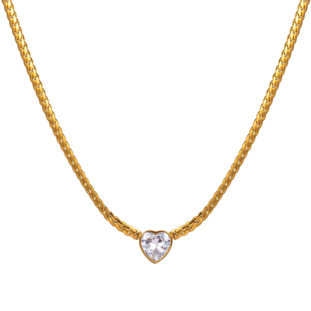 Hearts Necklace, 18K Gold Plated Steel