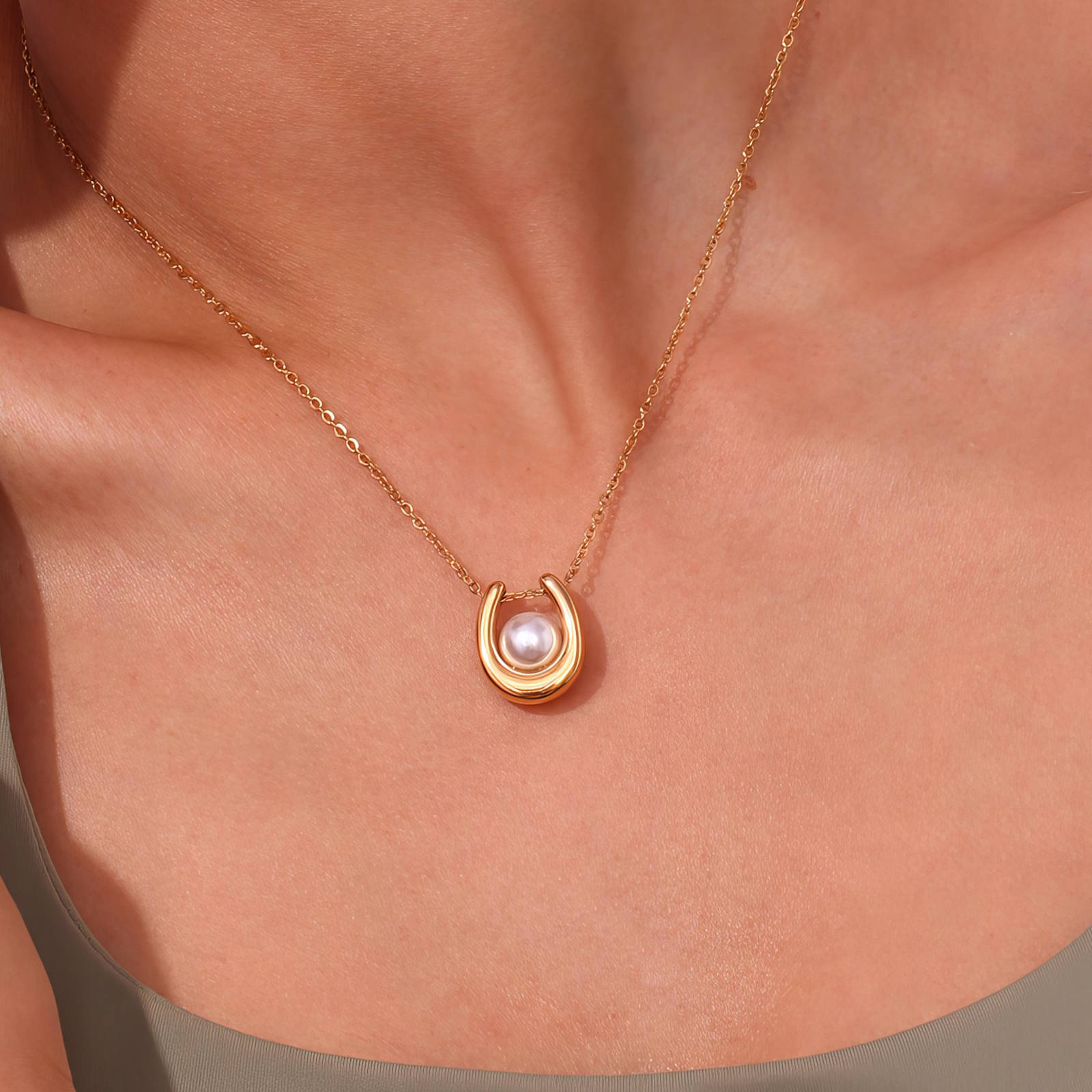 Necklace, 18K Gold Plated Steel