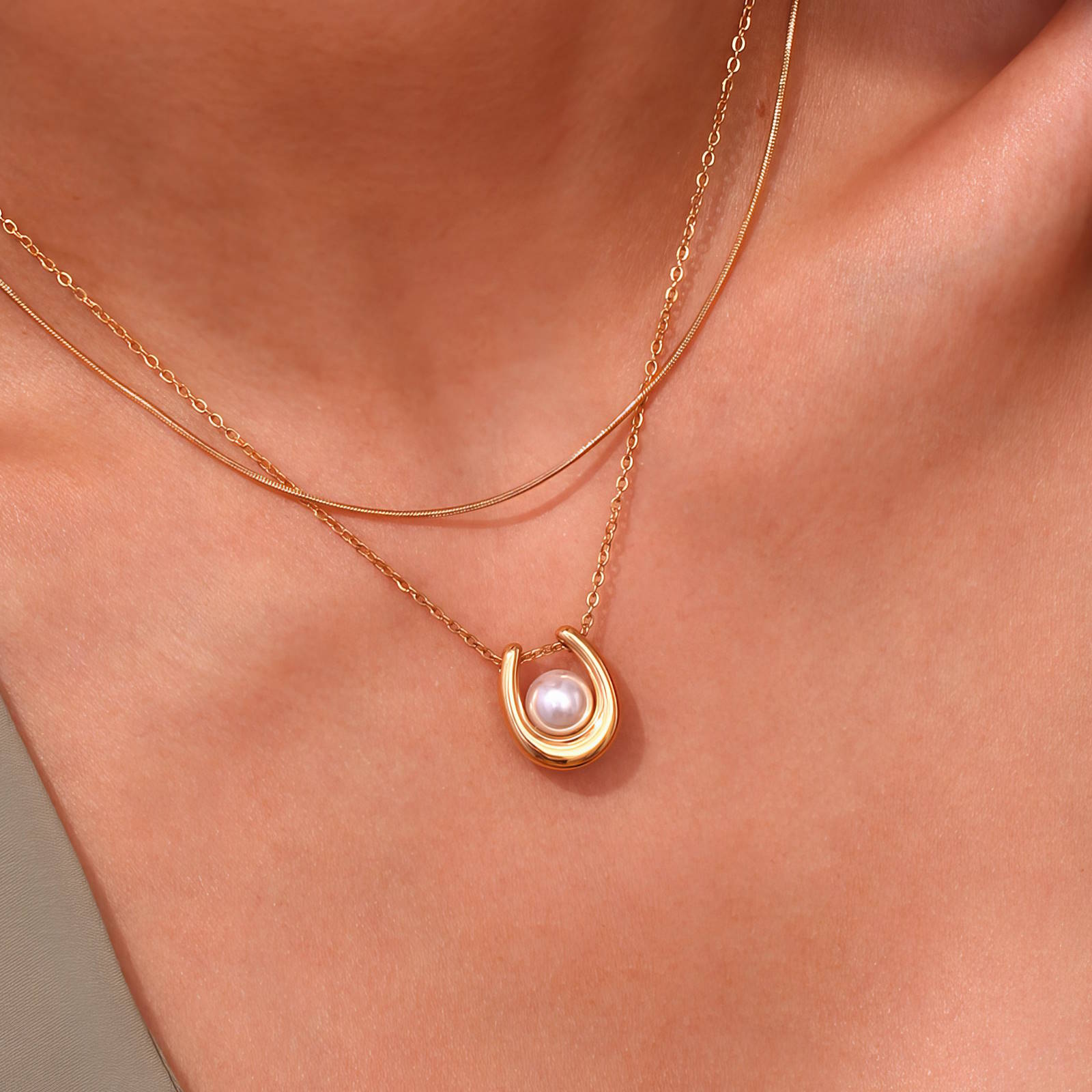 Necklace, 18K Gold Plated Steel