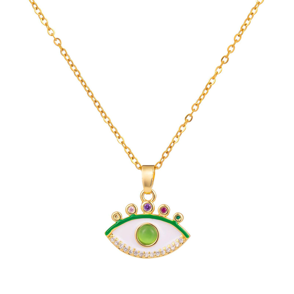 Evil Eye Necklace, 18K Gold Plated Steel