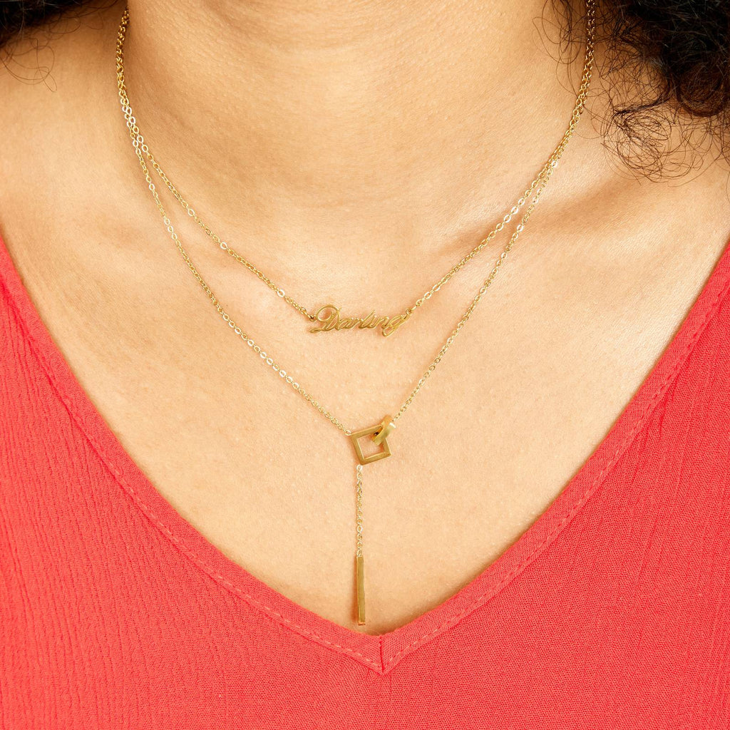 Necklace, 18K Gold Plated Steel