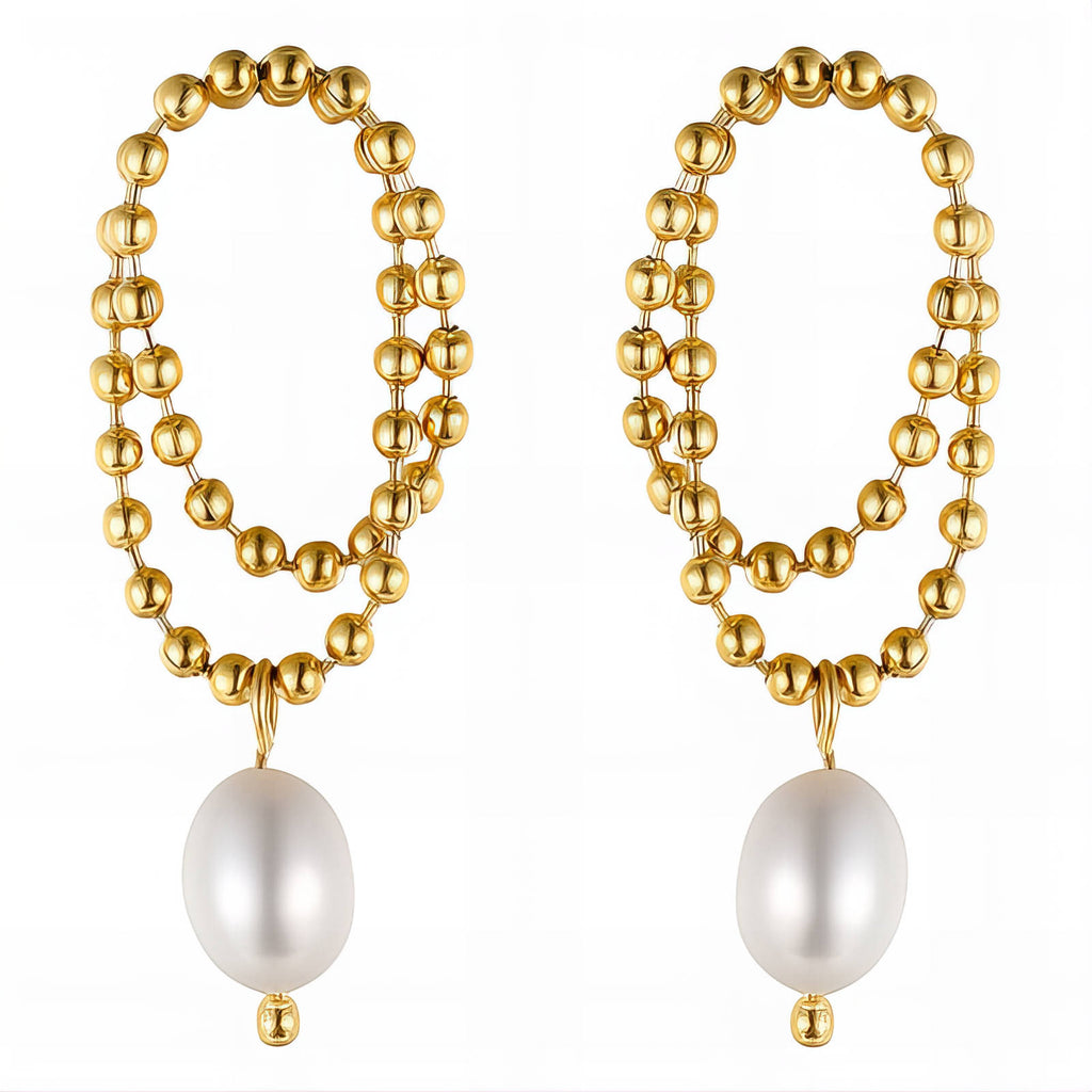 Earrings, 18K Gold Plated Steel