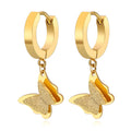 Butterflies Earrings, 18K Gold Plated Steel
