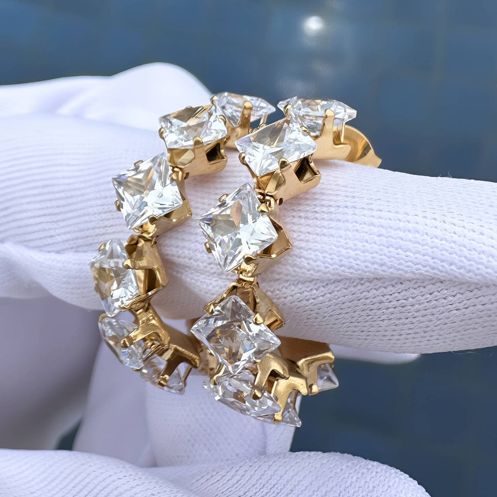 Earrings, 18K Gold Plated Steel