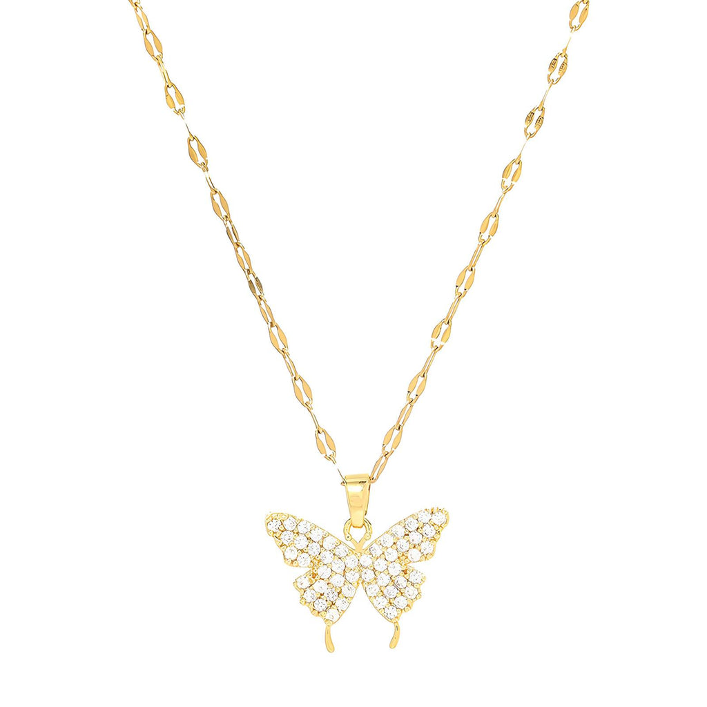 Butterfly Necklace, 18K Gold Plated Steel