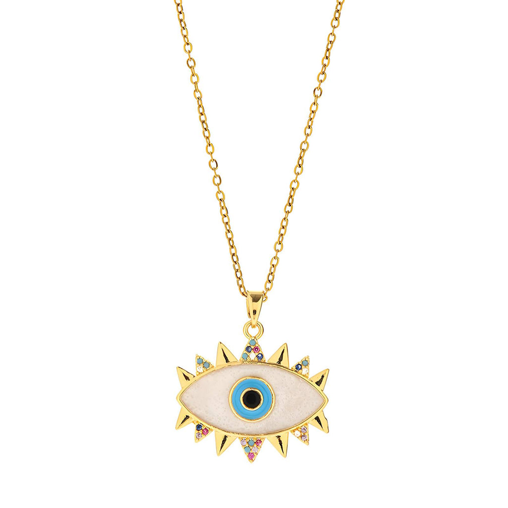 Evil Eye Necklace, 18K Gold Plated Steel