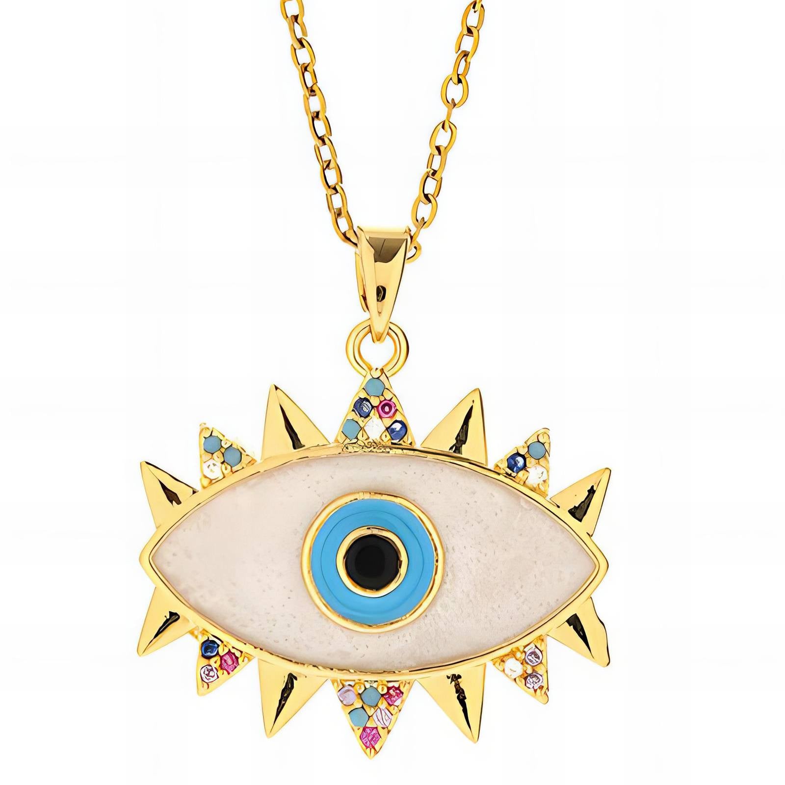 Evil Eye Necklace, 18K Gold Plated Steel