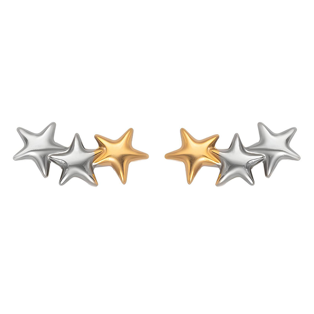 Stars Earrings, 18K Gold Plated Steel
