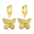 Butterflies Earrings, 18K Gold Plated Steel