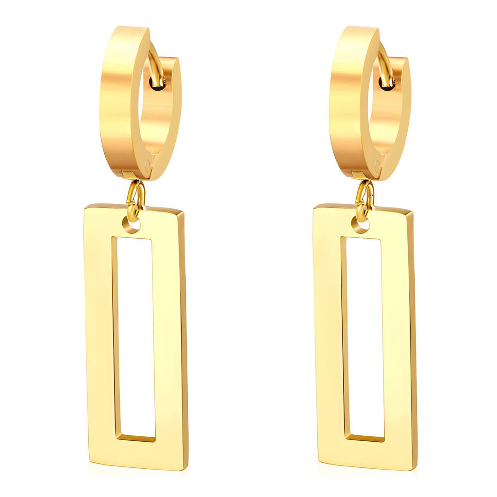 Earrings, 18K Gold Plated Steel