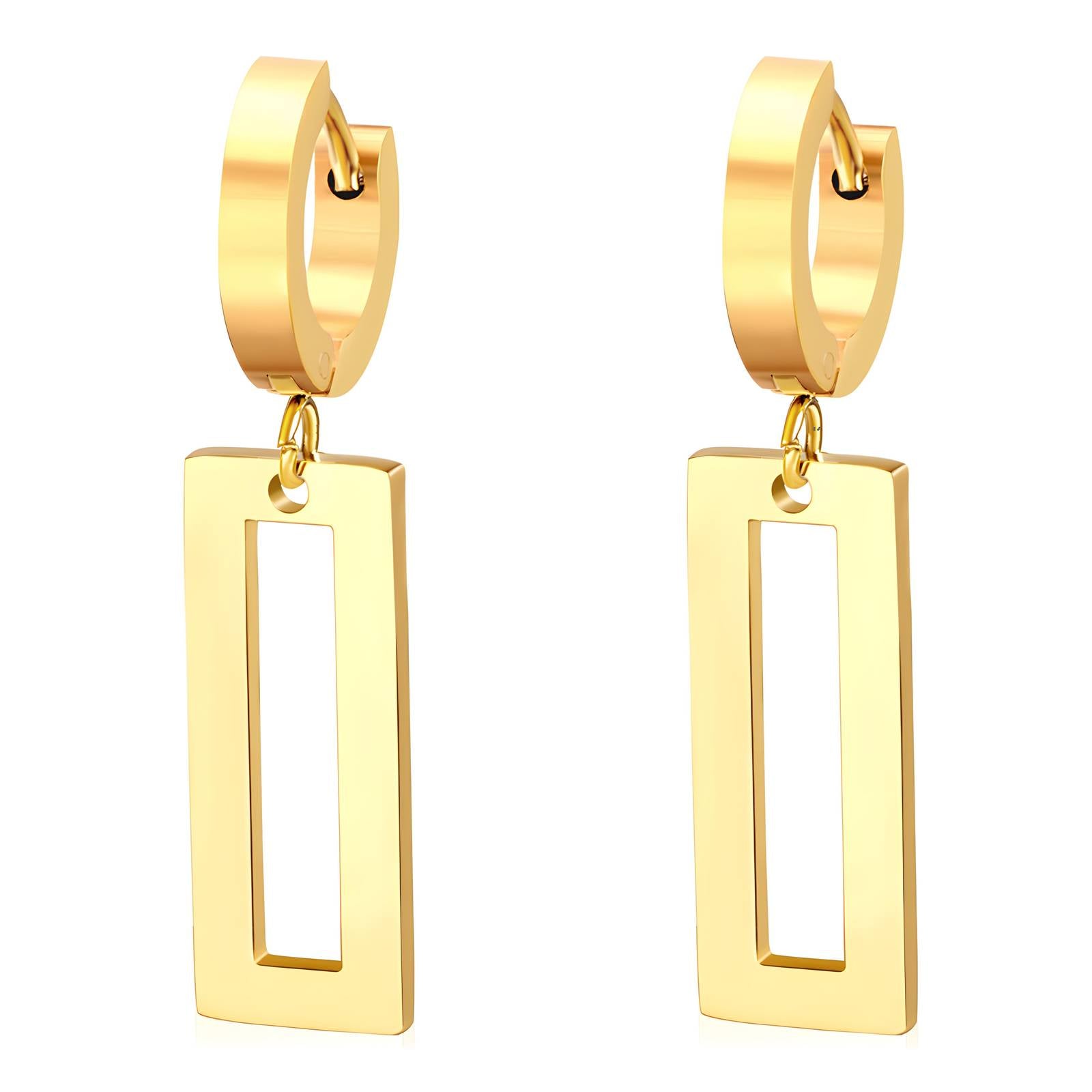 Earrings, 18K Gold Plated Steel