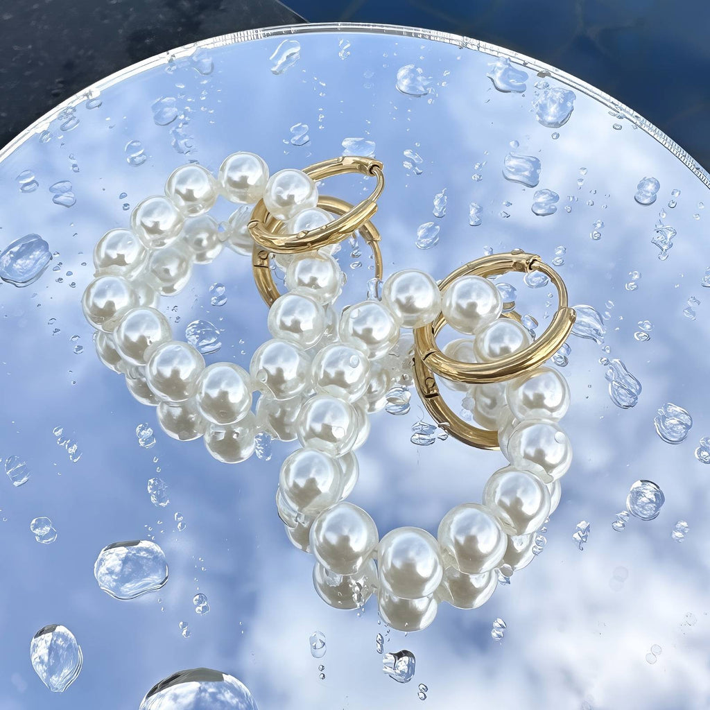 Earrings, 18K Gold Plated Steel