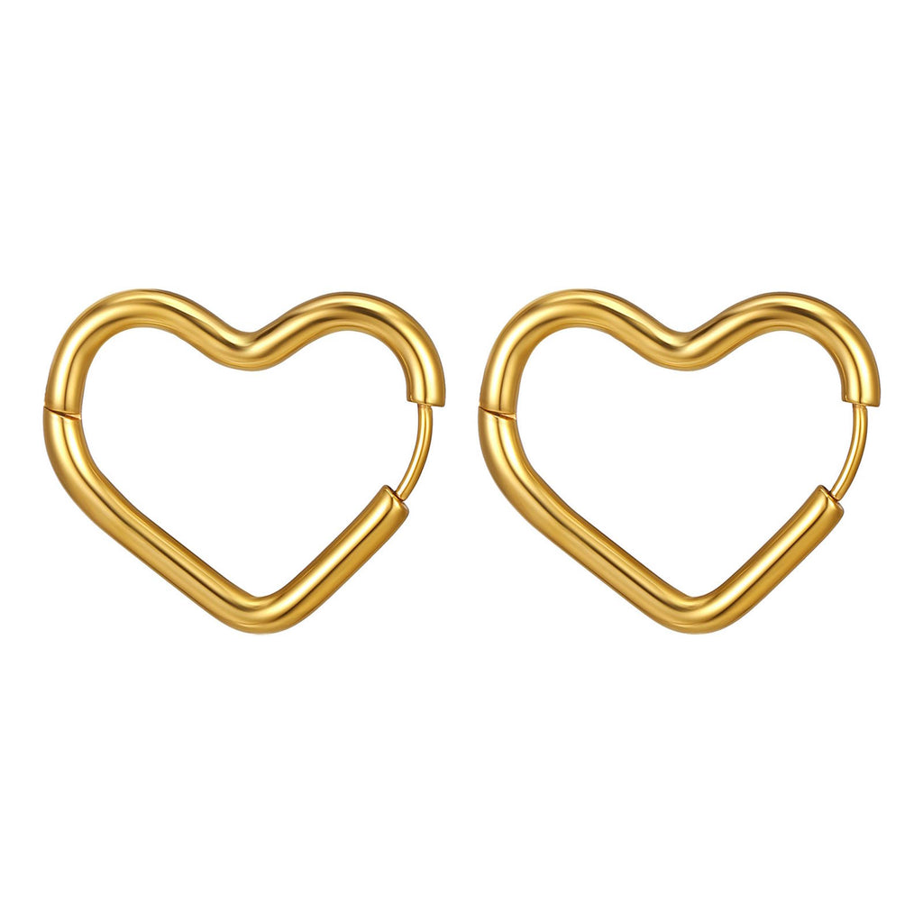 Hearts Earrings, 18K Gold Plated Steel