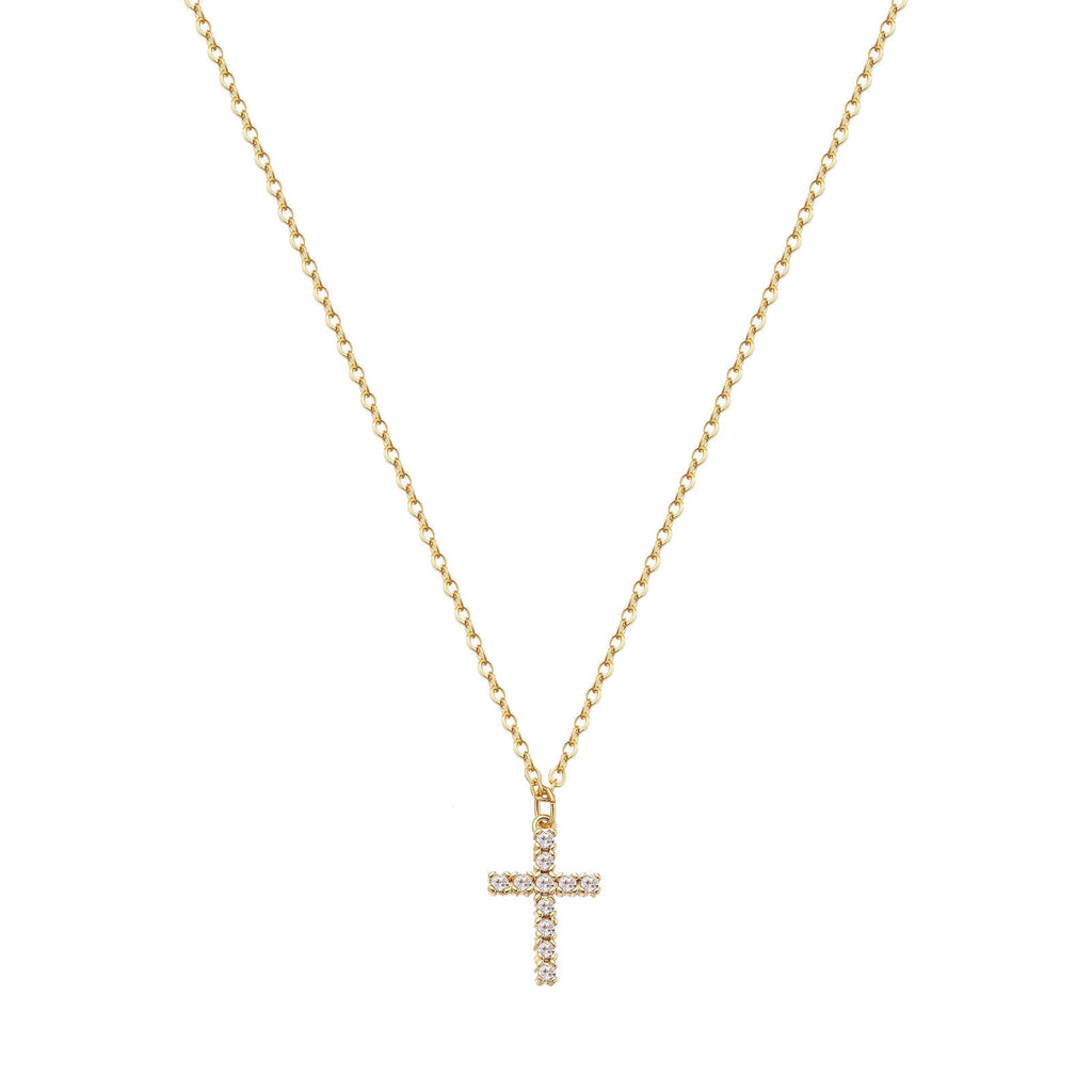 Crosses Necklace, 18K Gold Plated Steel