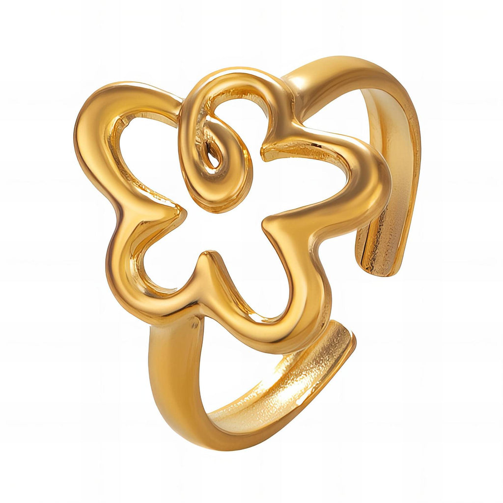 Flower Ring, 18K Gold Plated Steel