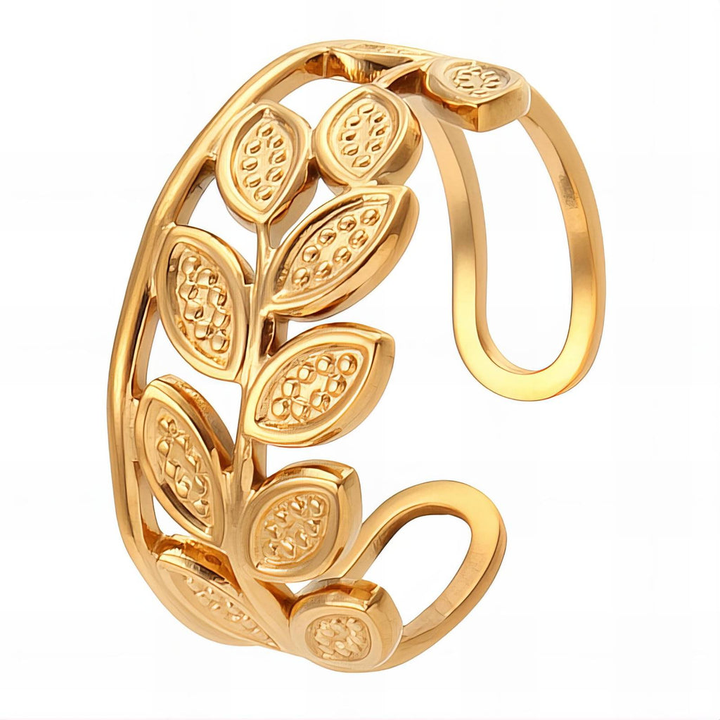Leaves Ring, 18K Gold Plated Steel