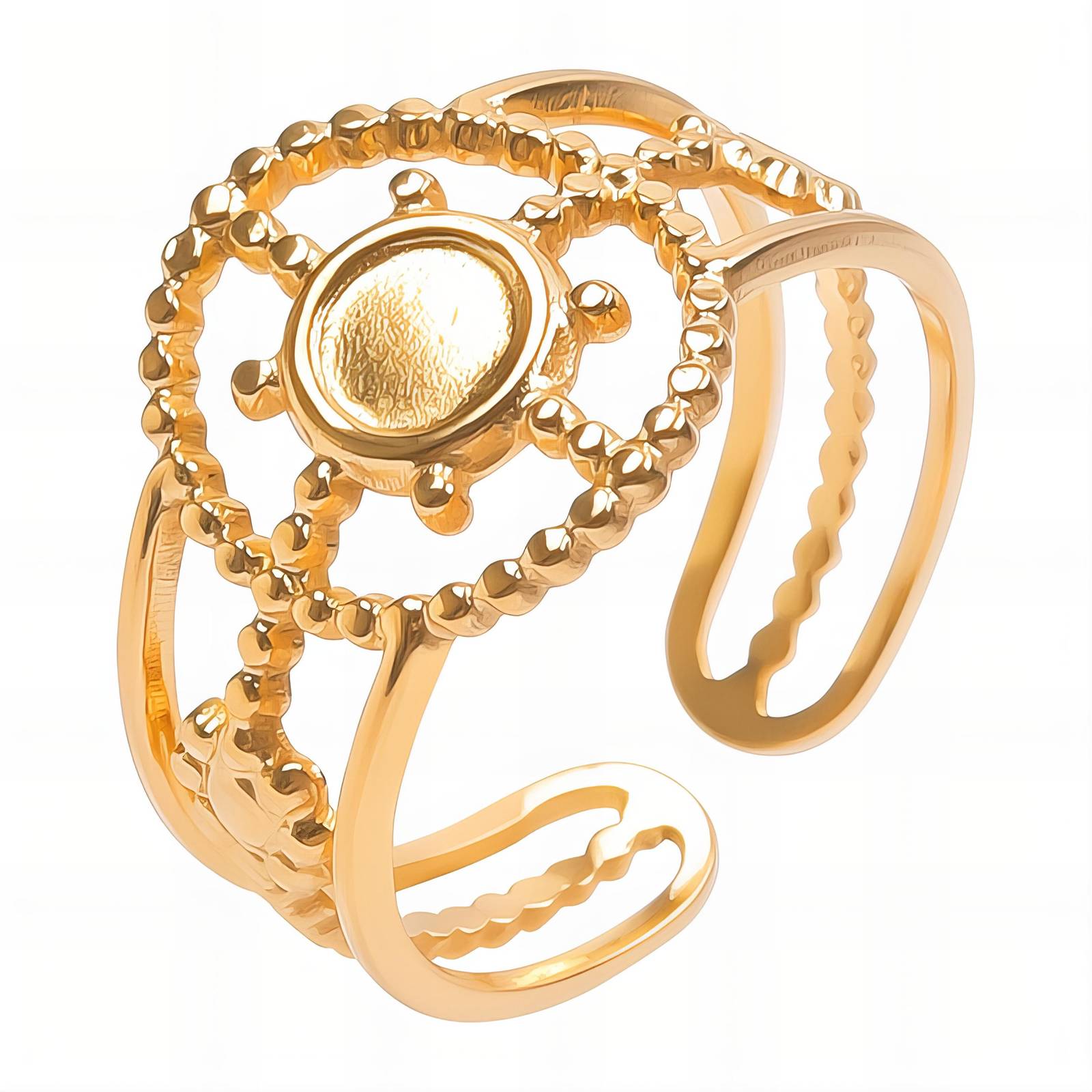 Flowers Ring, 18K Gold Plated Steel