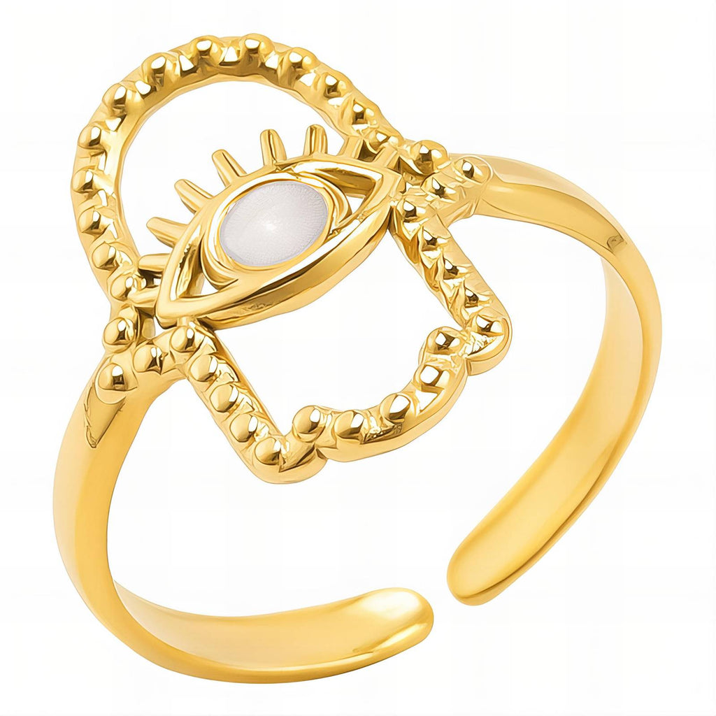 Evil Eye Ring, 18K Gold Plated Steel