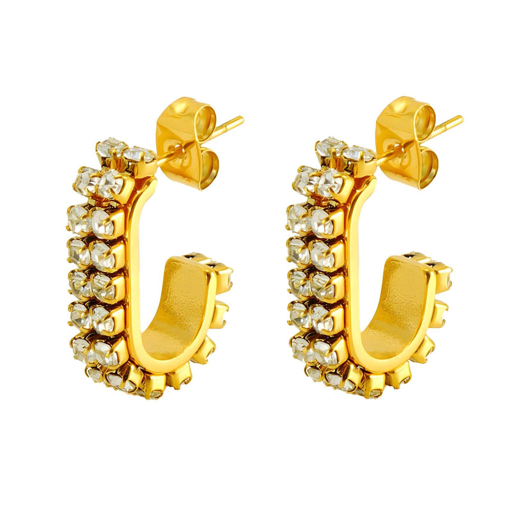 Earrings, 18K Gold Plated Steel