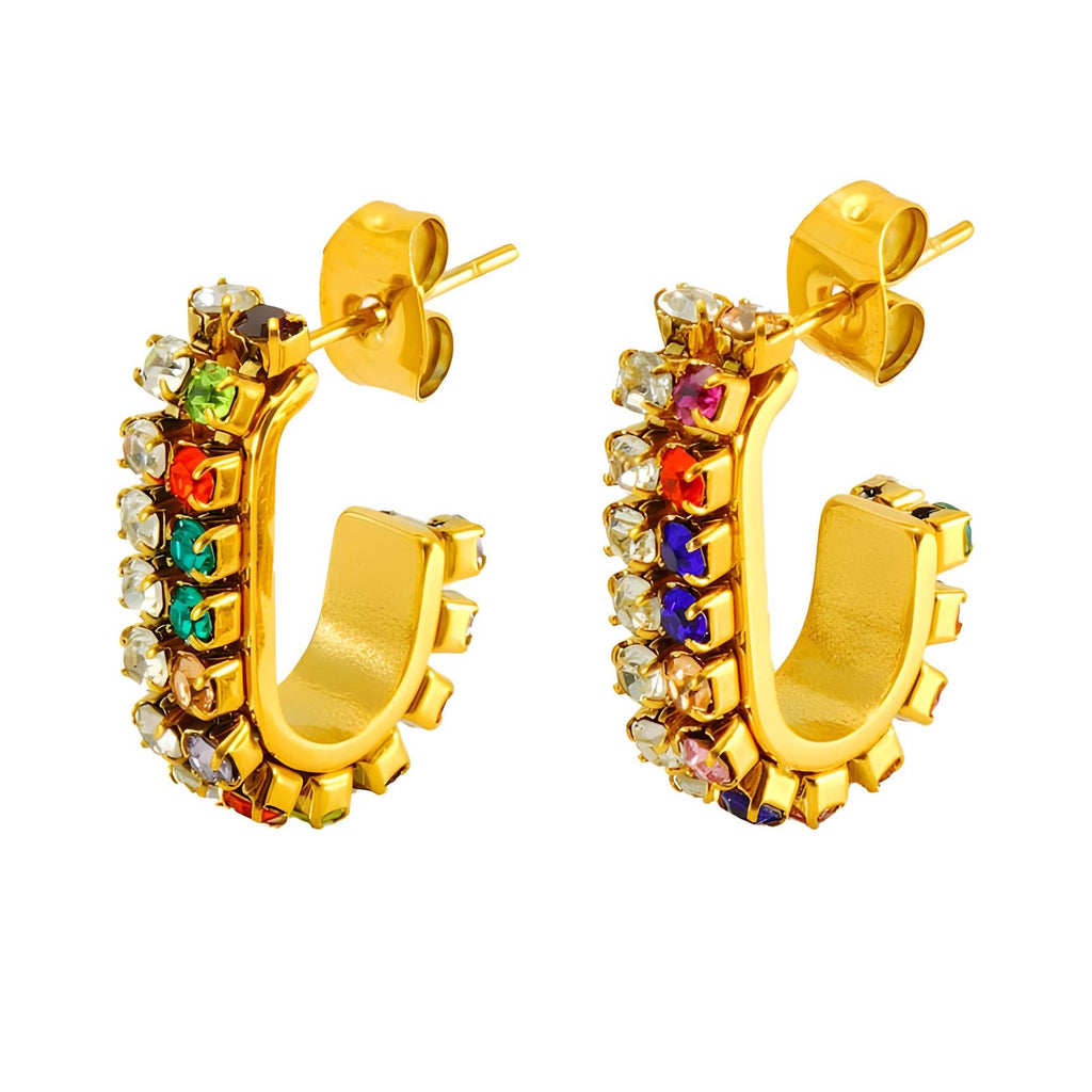 Earrings, 18K Gold Plated Steel