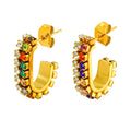 Earrings, 18K Gold Plated Steel