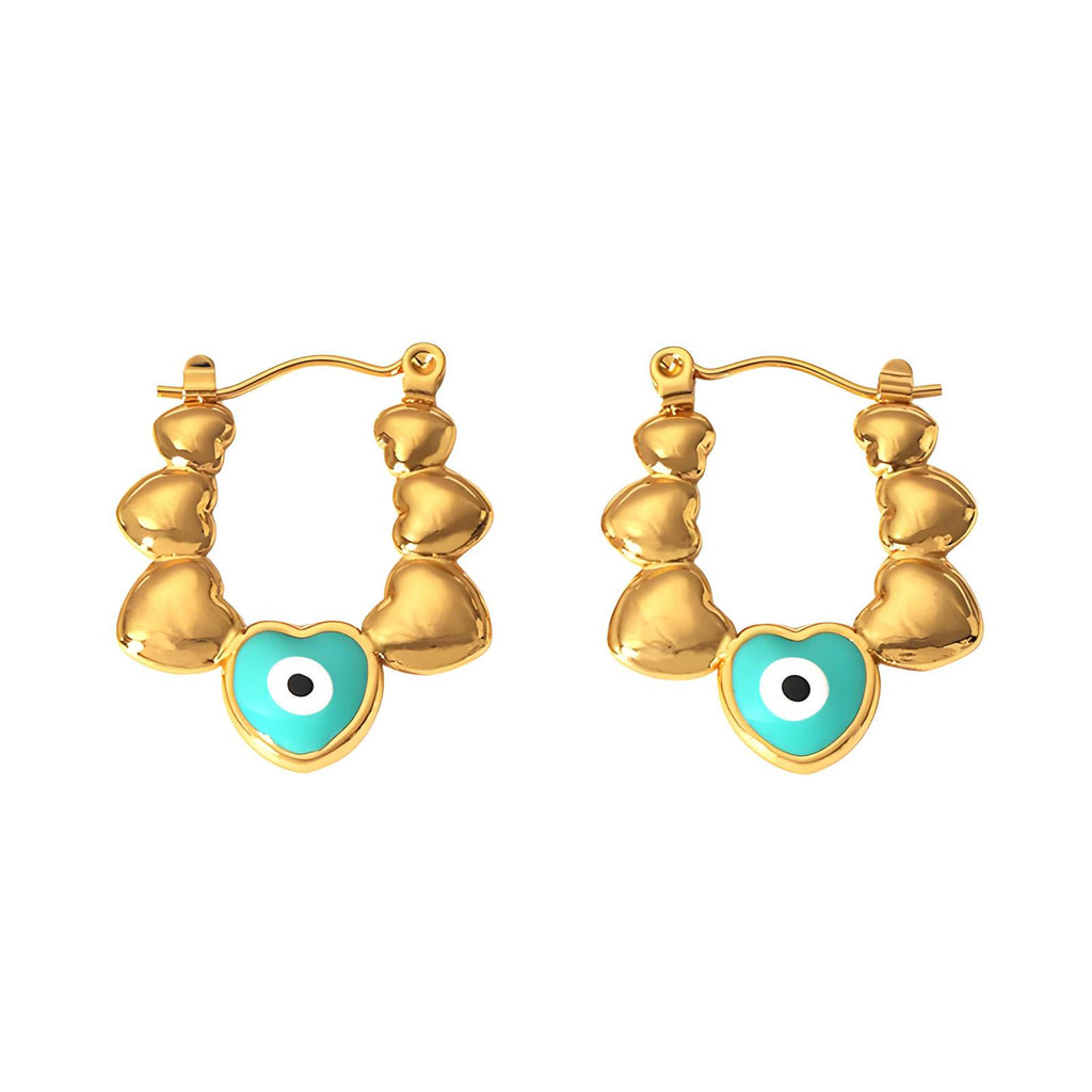 Hearts Earrings, 18K Gold Plated Steel