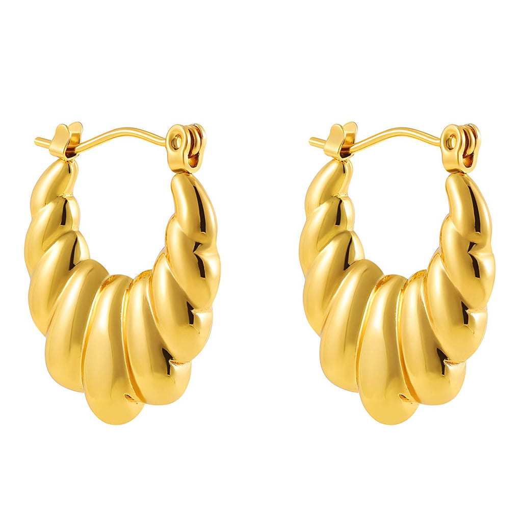 Earrings, 18K Gold Plated Steel