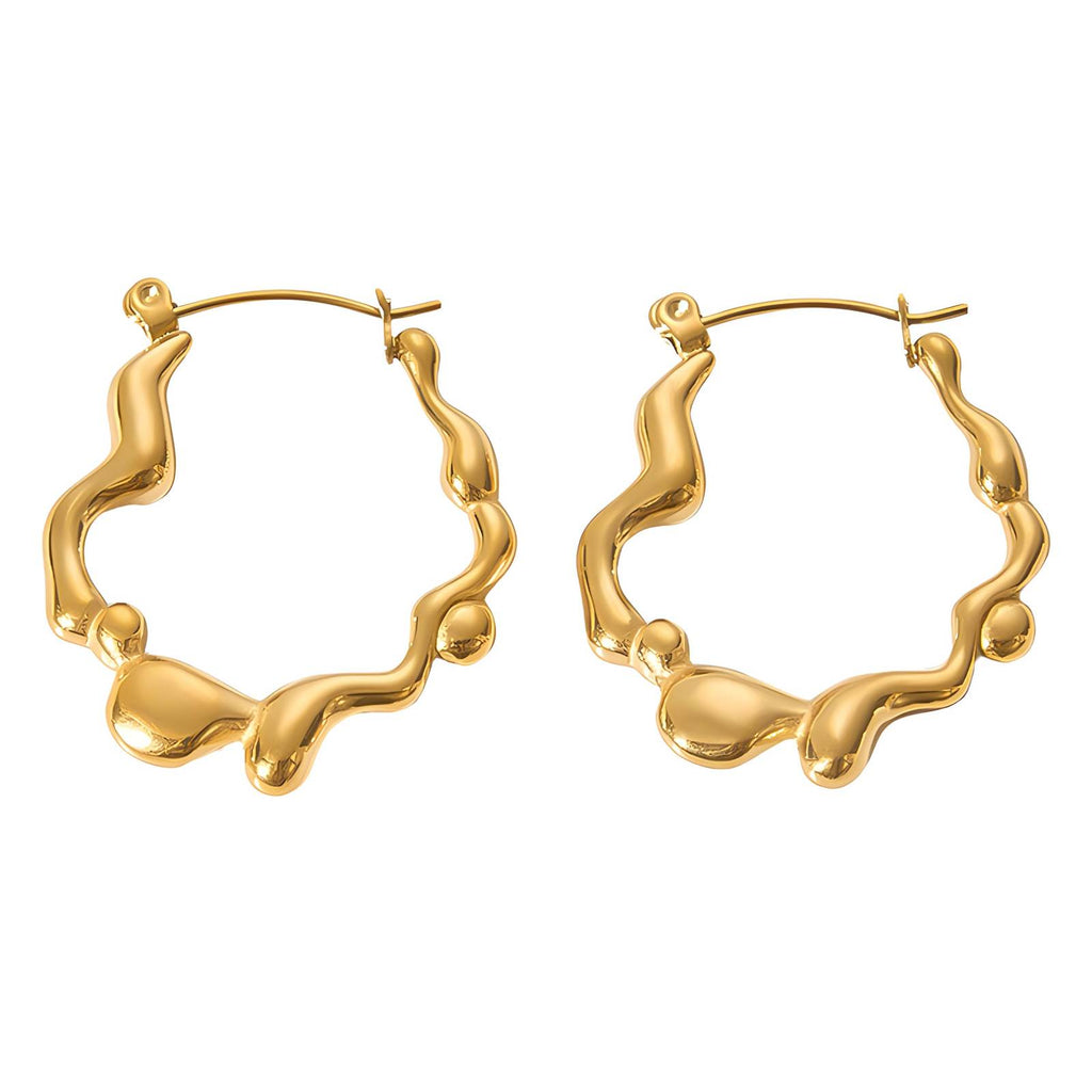 Earrings, 18K Gold Plated Steel