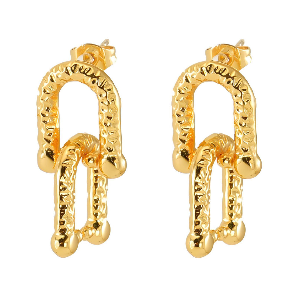 Earrings, 18K Gold Plated Steel