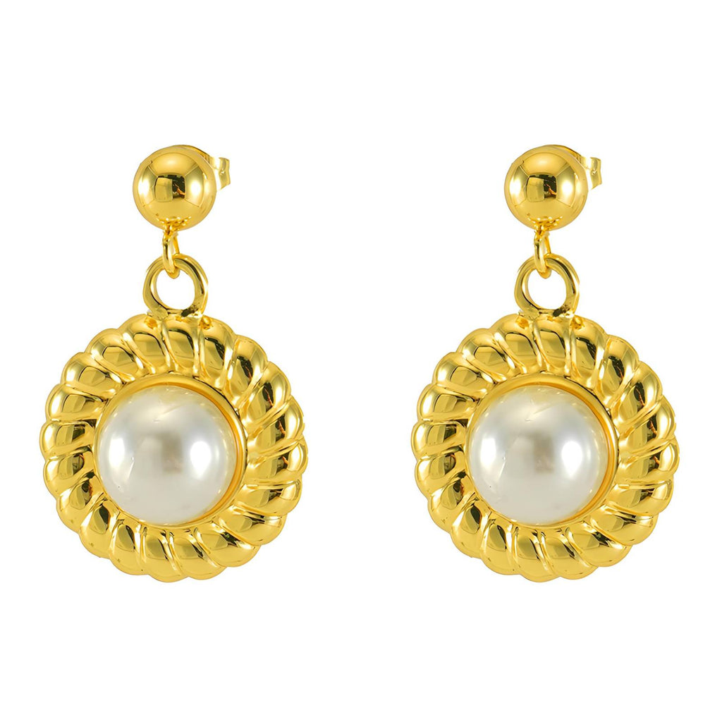 Earrings, 18K Gold Plated Steel