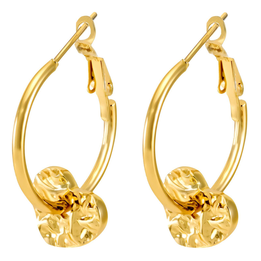 Hearts Earrings, 18K Gold Plated Steel