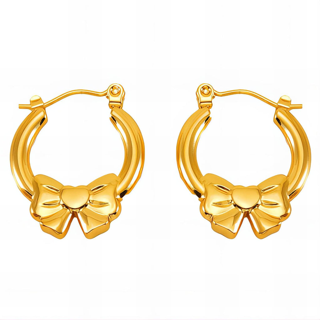 Hearts Earrings, 18K Gold Plated Steel