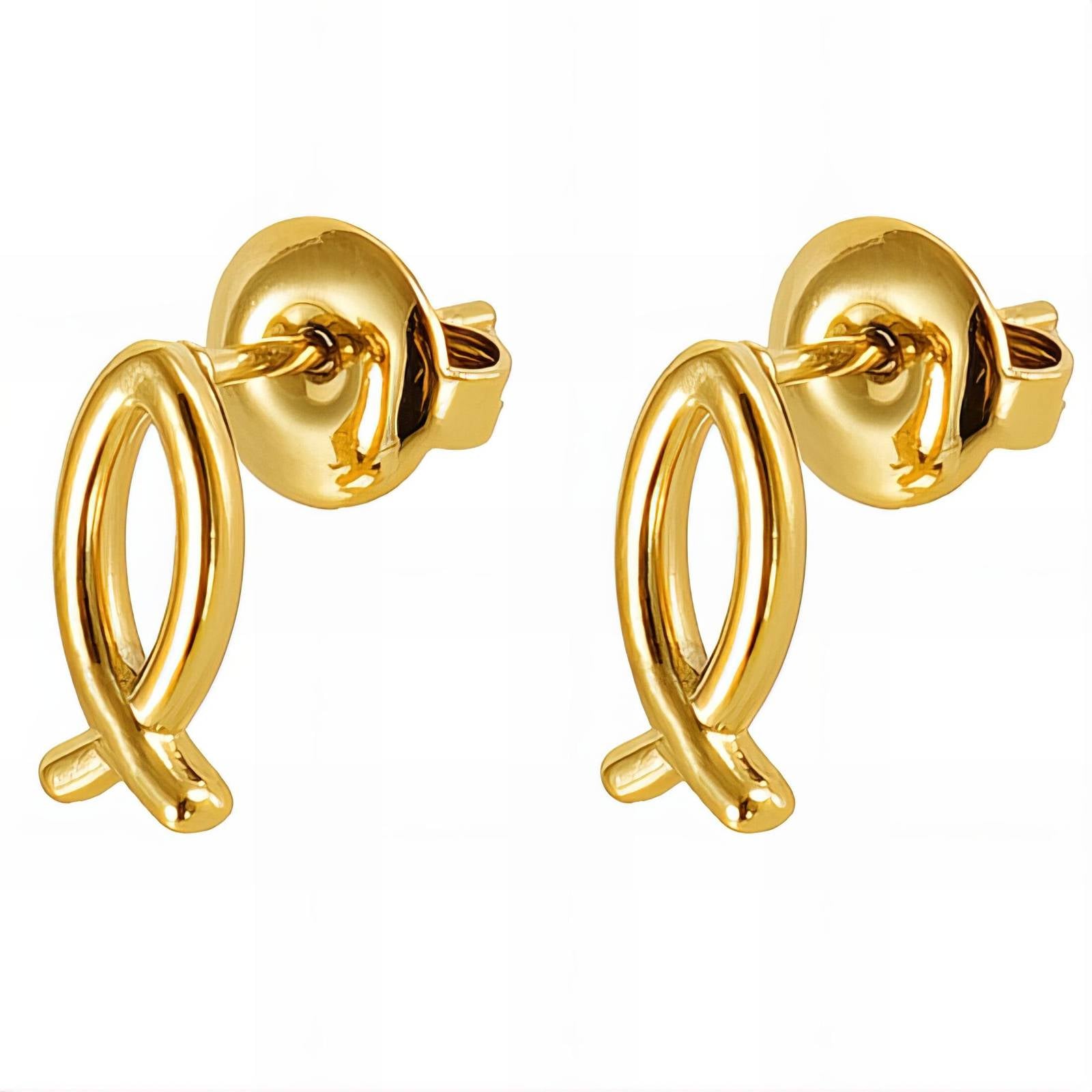 Fishes Earrings, 18K Gold Plated Steel