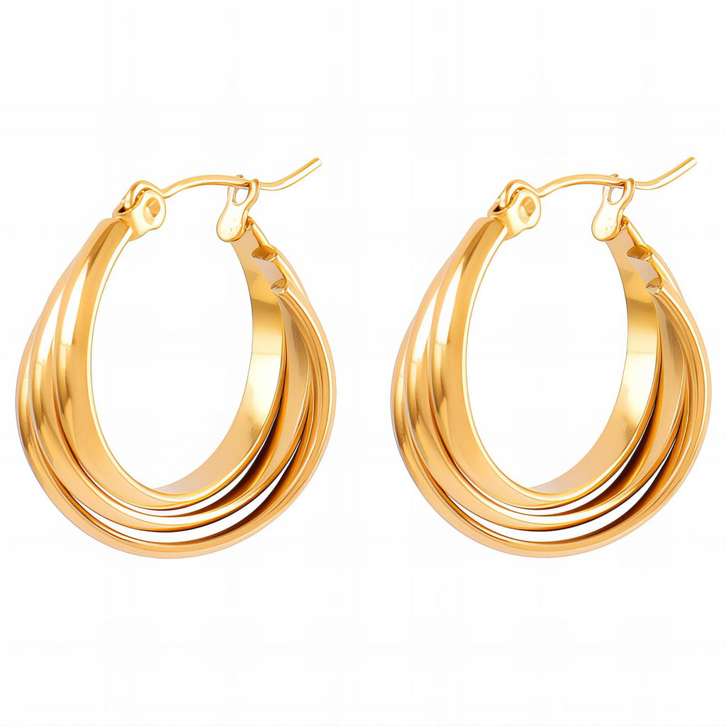 Earrings, 18K Gold Plated Steel