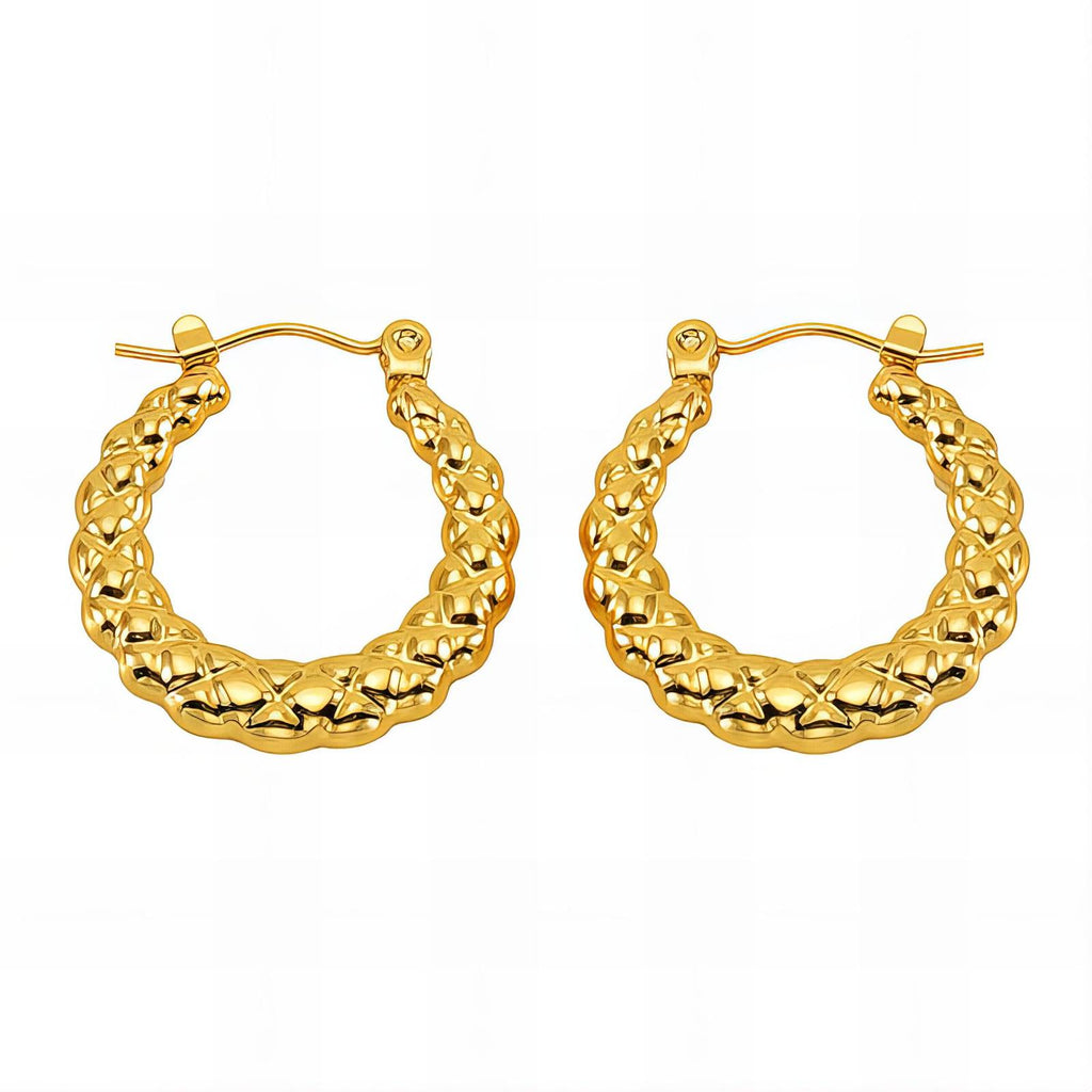 Earrings, 18K Gold Plated Steel