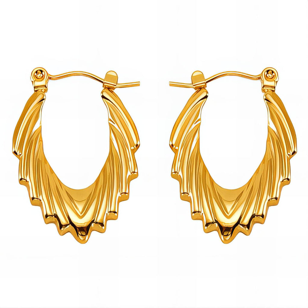 Earrings, 18K Gold Plated Steel