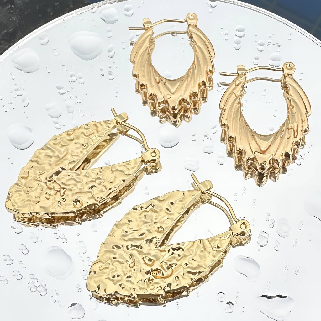 Earrings, 18K Gold Plated Steel