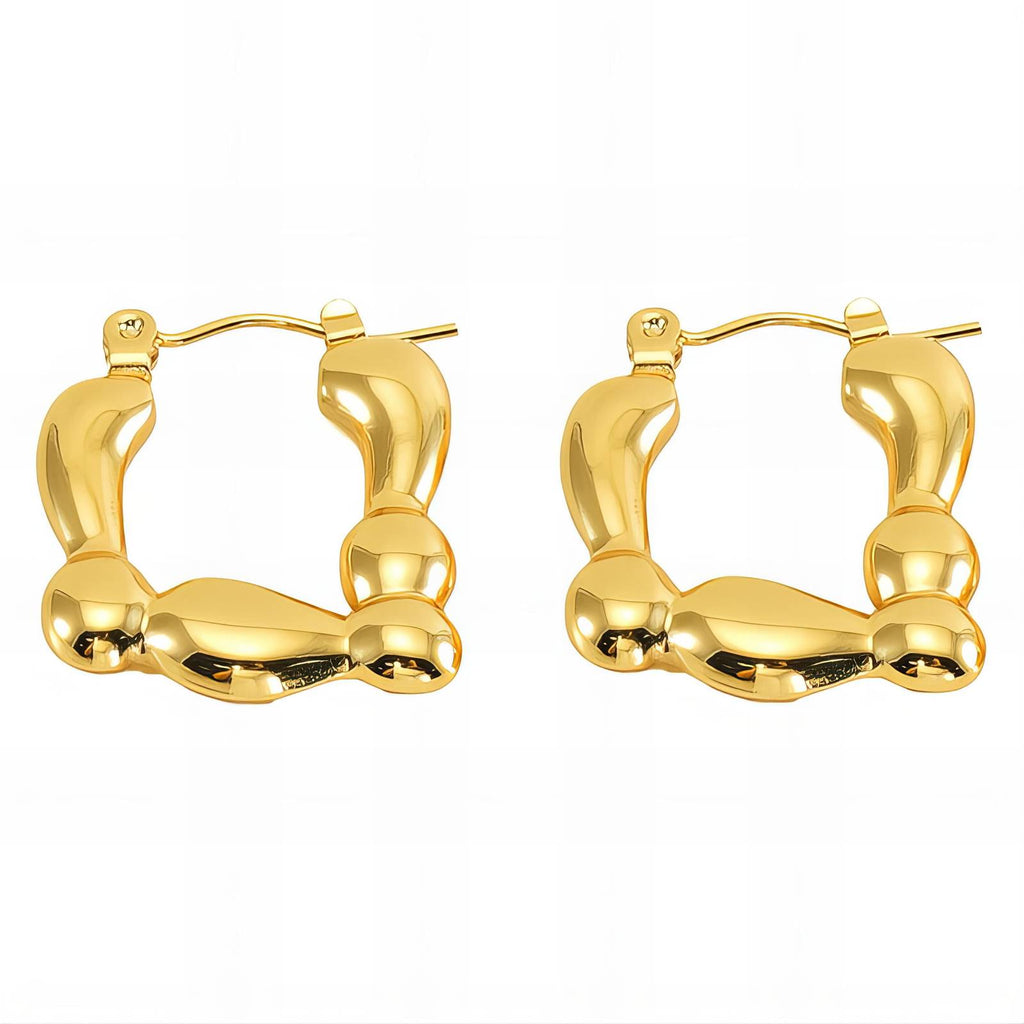 Earrings, 18K Gold Plated Steel