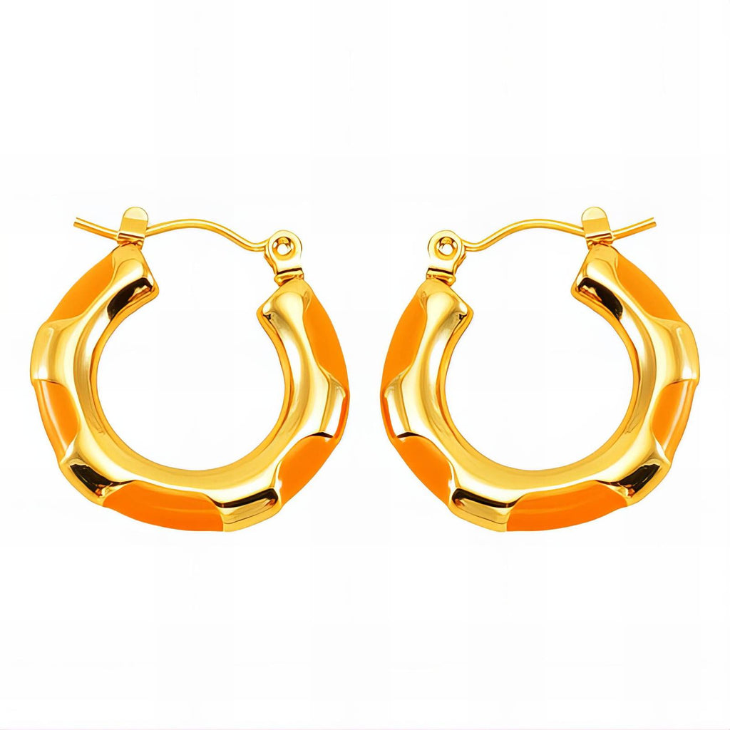 Earrings, 18K Gold Plated Steel
