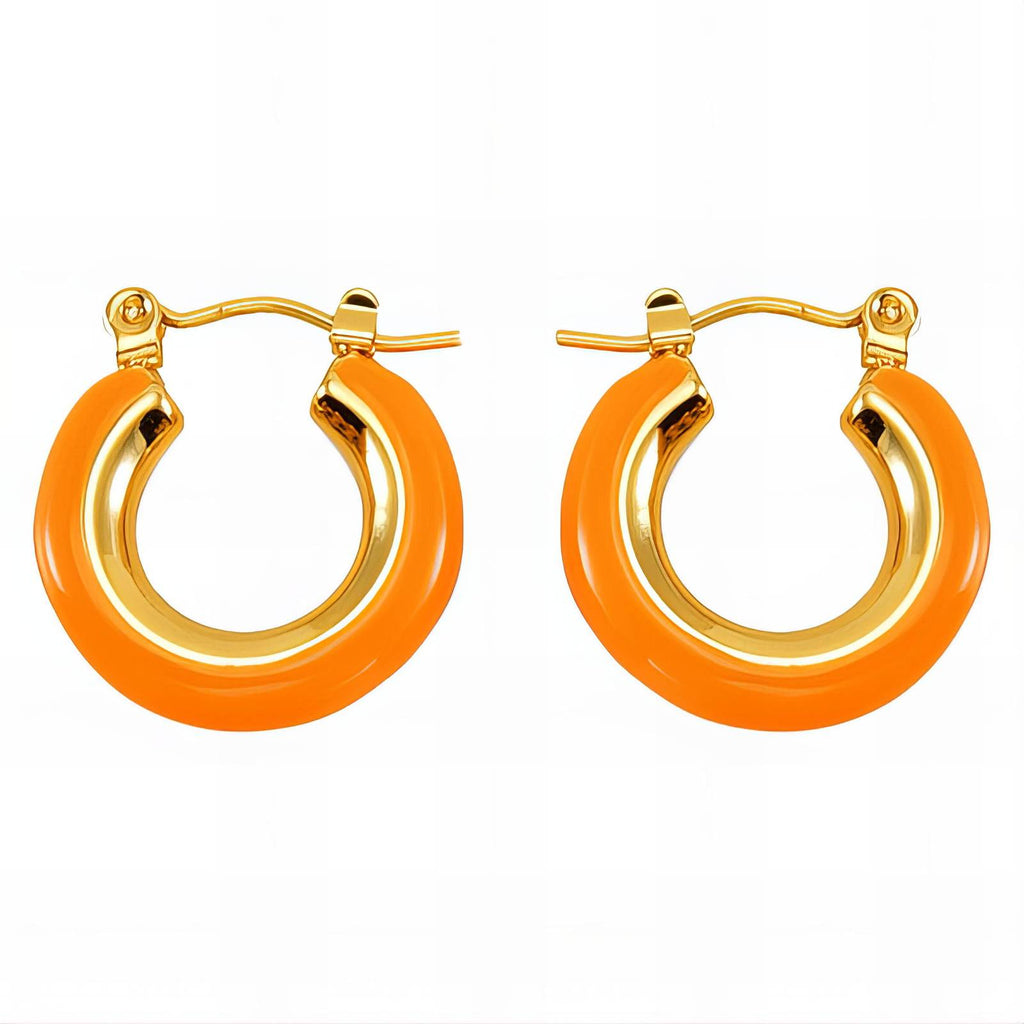 Earrings, 18K Gold Plated Steel