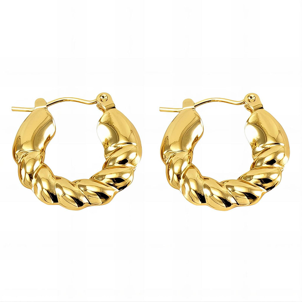 Earrings, 18K Gold Plated Steel