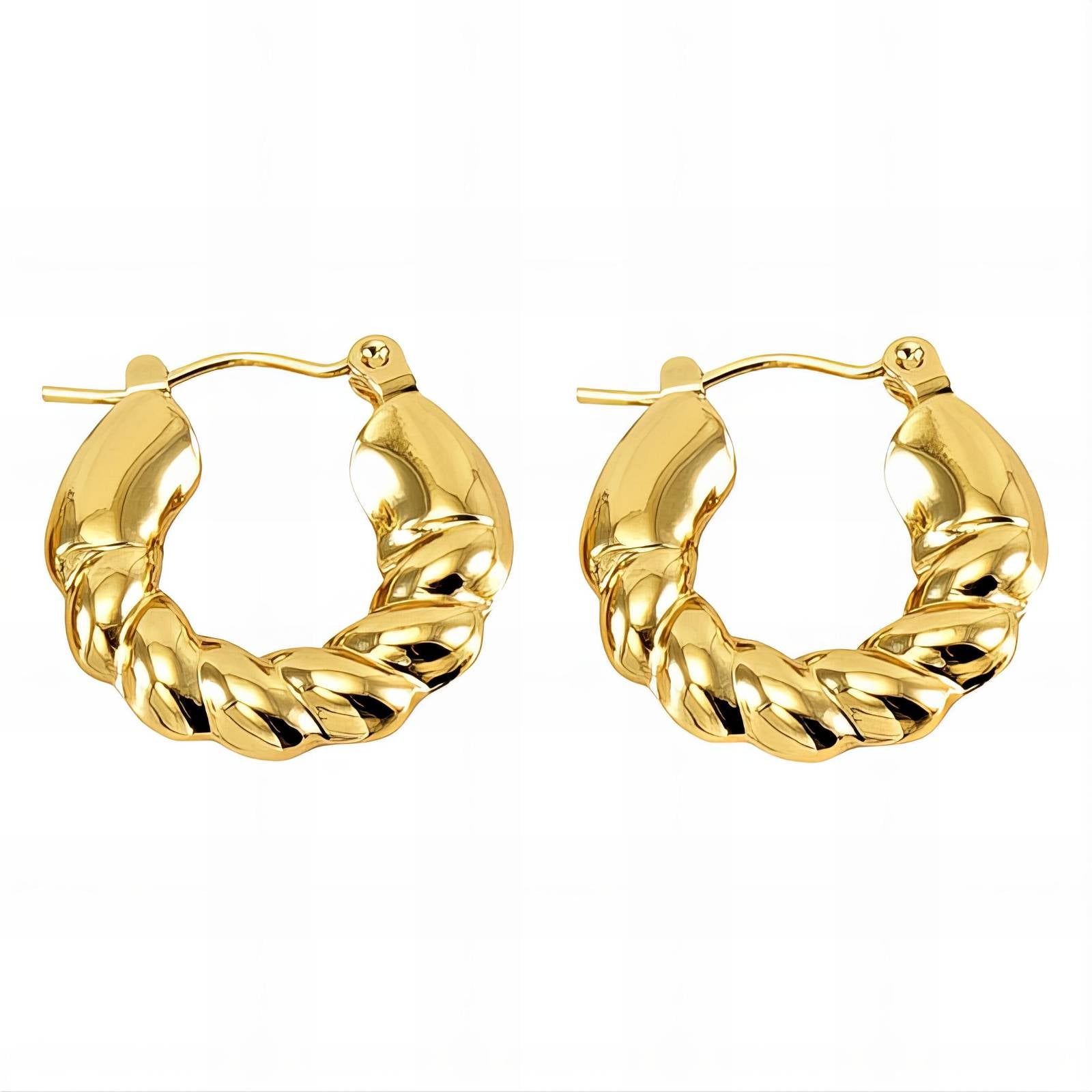 Earrings, 18K Gold Plated Steel