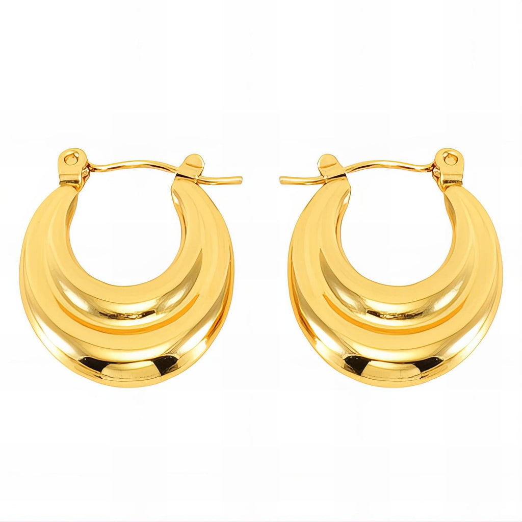 Earrings, 18K Gold Plated Steel