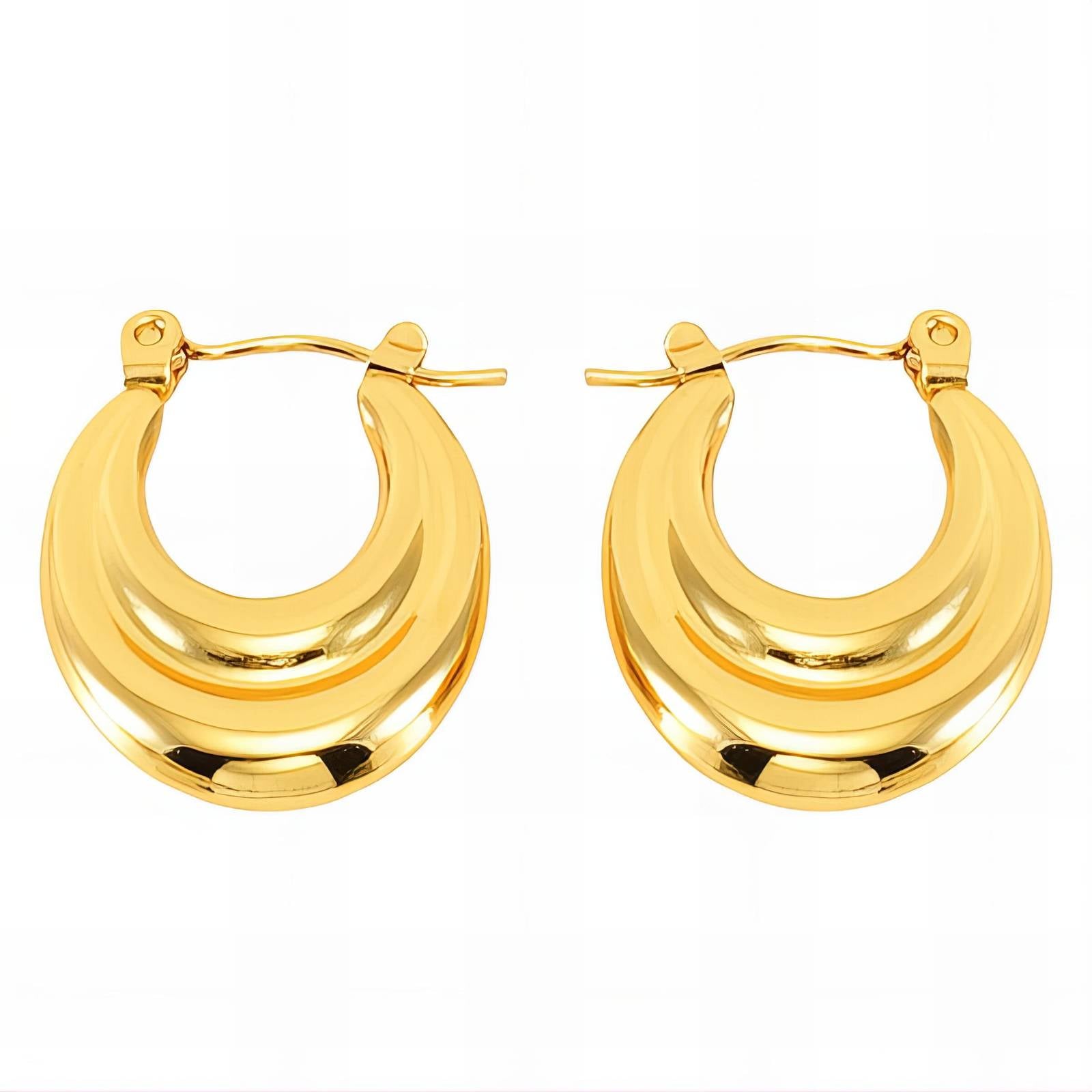 Earrings, 18K Gold Plated Steel