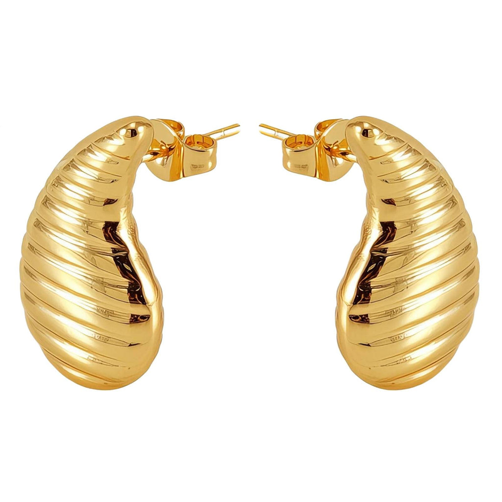 Teardrops Earrings, 18K Gold Plated Steel