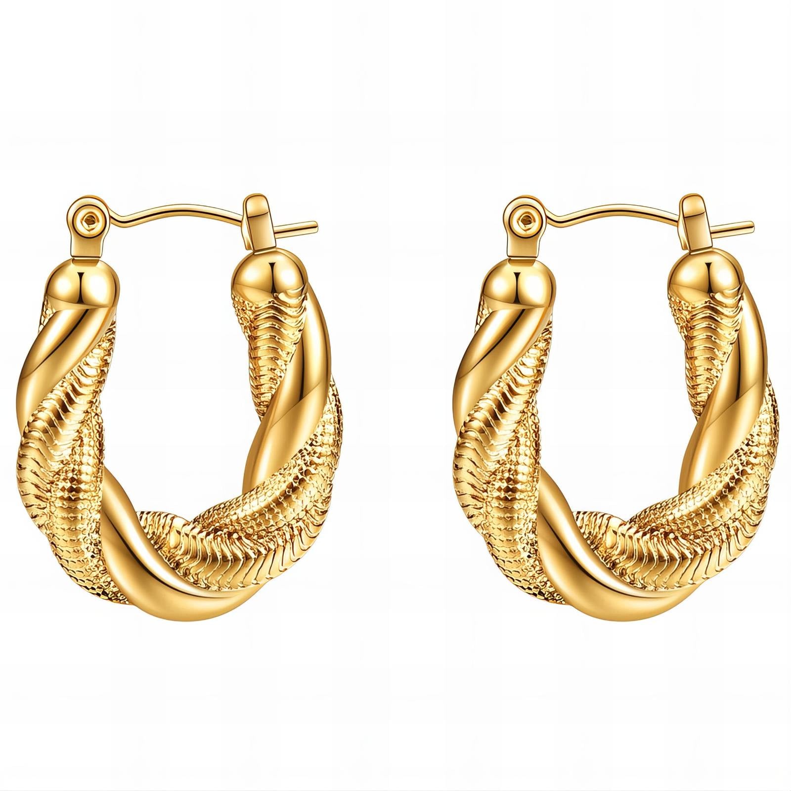 Earrings, 18K Gold Plated Steel
