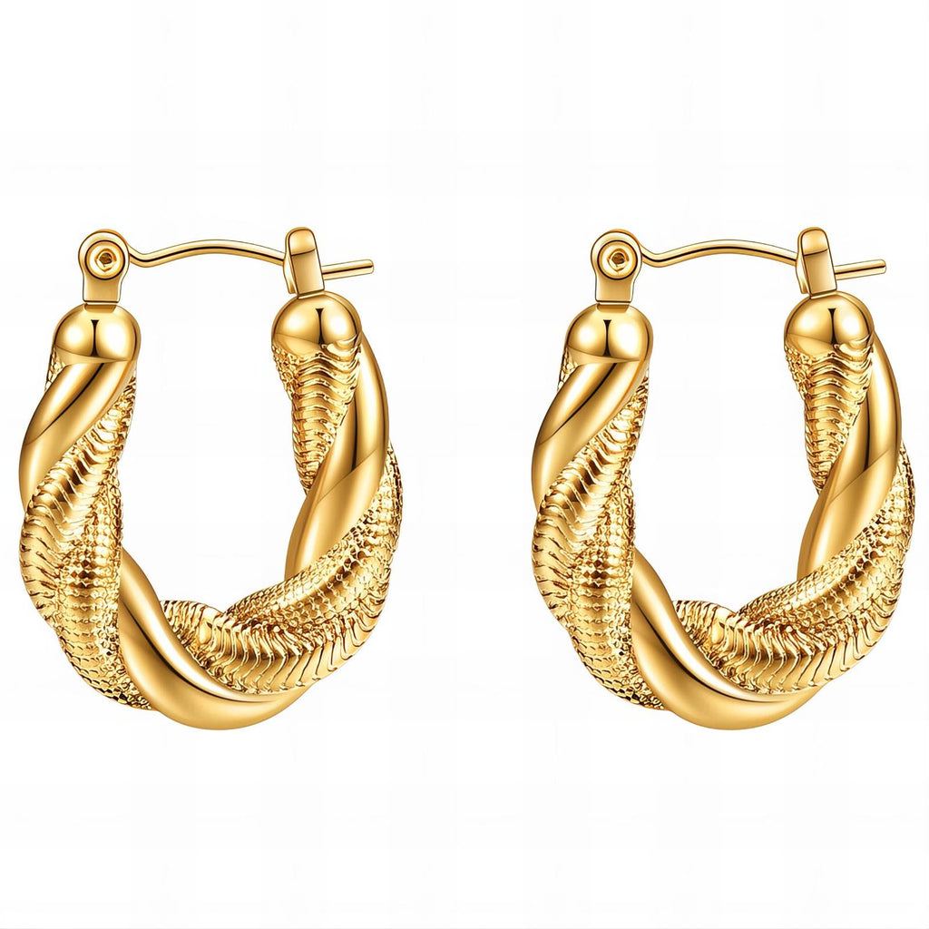 Earrings, 18K Gold Plated Steel